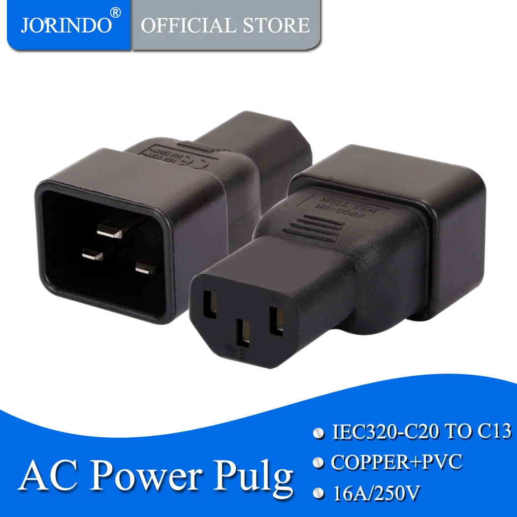 JORINDO PDU PSU USP Power adapters, IEC C20 male to C13 adapter, IEC C13 to C20 adapter Computer server power conversion adapter