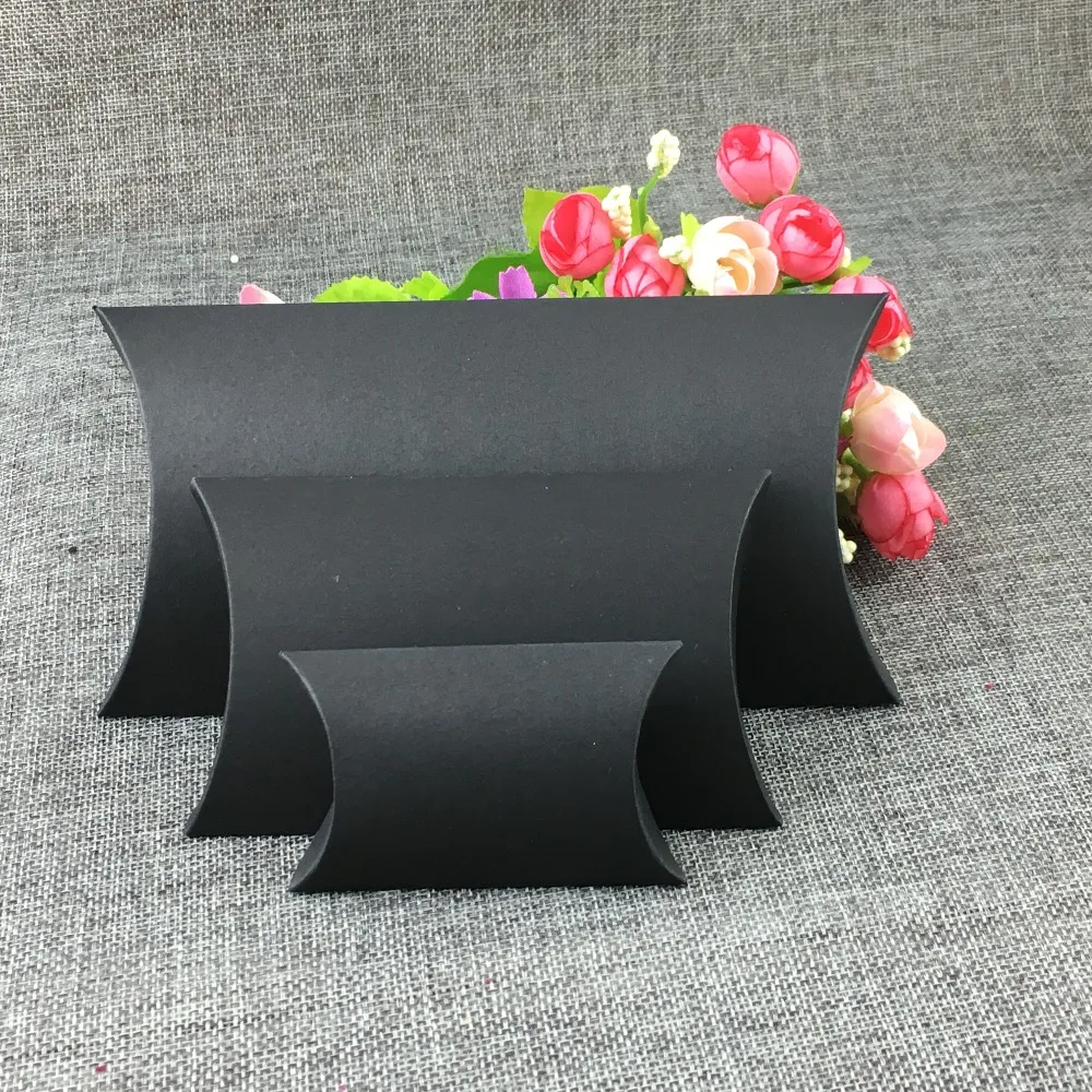 

Pillow-shape Black/Brown Paper Blank 50Pcs Boxes Handmade Kraft Paper Box Carrying Packing Boxes For Jewelry/Candy/Small Gift