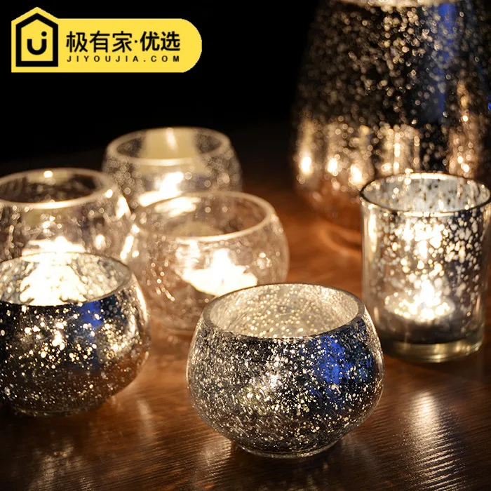 

Creative style glass candlestick glass ornaments romantic candlelight dinner props 5 bag mail candles