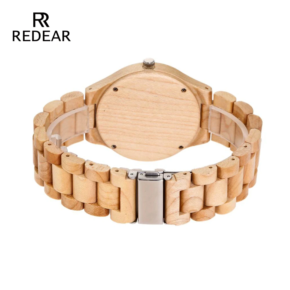 REDEAR-Reloj de madera de arce para hombre, cronógrafo de cuarzo, diseño de regalo de temporada, edición de aniversario