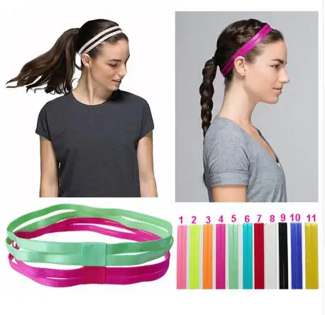 2019 New arrival 10 pcs Women Men double yoga hair bands Sports Headband Anti-slip Elastic Rubber Sweatband Football Yoga