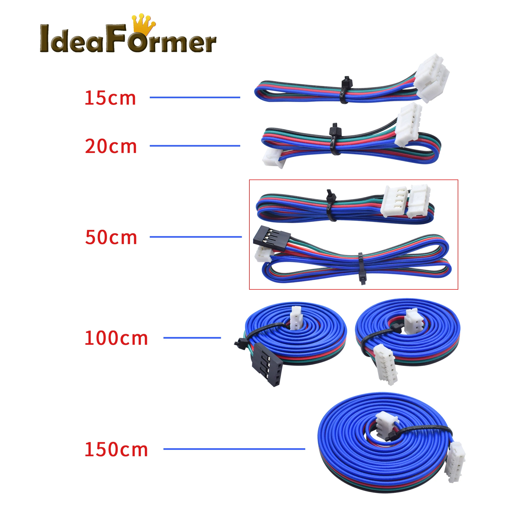 3D Printer Parts stepper Motor Cable DuPont Line HX2.54 4pin to 6pin White Terminal 15cm/20cm/50cm/100cm/150cm for Stepper Motor