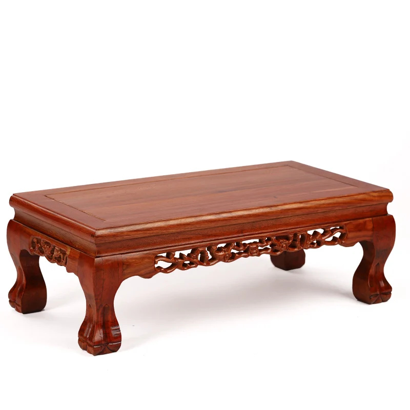 Mahogany furniture high-grade tiger foot rectangular solid wood table  Kang several windows carved antique floo