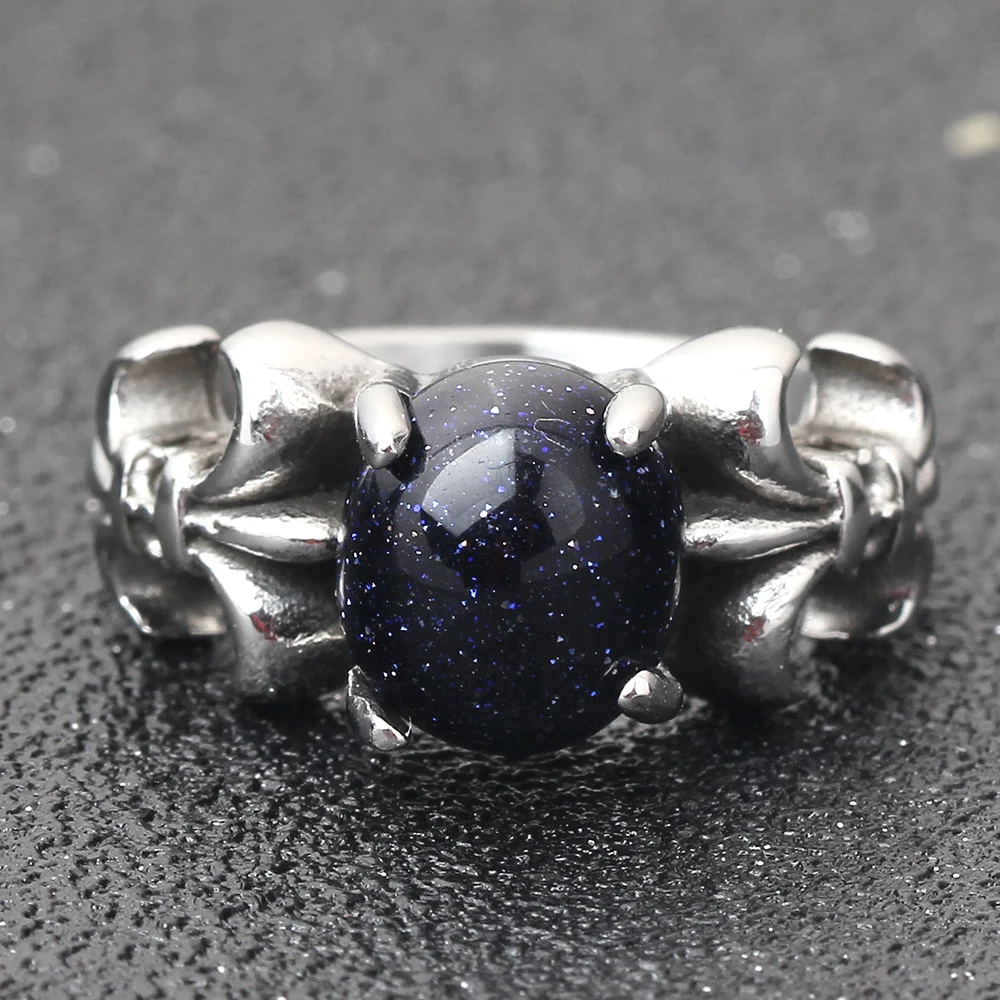 Retro men and women titanium steel ring with Claw Blue and Red Opal Gem hot selling jewelry accessoires rings for gift