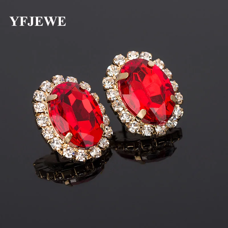 YFJEWE Multicolour Crystal Gem Austrian Oval Shape Ladies Sexy Super Large Stud Earring Valentine's Day Earrings For Women E010