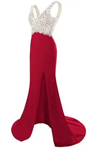 Angelsbridep Sexy Dark Red V-Neck Mermaid Prom Dresses 2021 Long Side Split Vestido De Festa Formal Women's Celebrity Party Gown