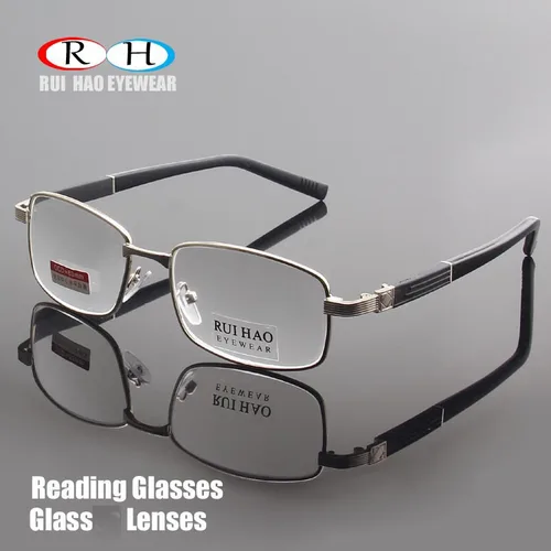 Gafas de lectura de marca, lentes de cristal transparente, gafas para presbicia, gafas de lectura + 1,00 ~ + 4,00, diseño de gafas rectangulares 1308