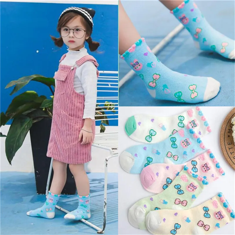 5 Pairs/Lot Autumn Winter Kids Cotton Socks Boy Girl Fashion Sport'S Soft Socks Baby Cute Breathable Toddler Socks Children CN