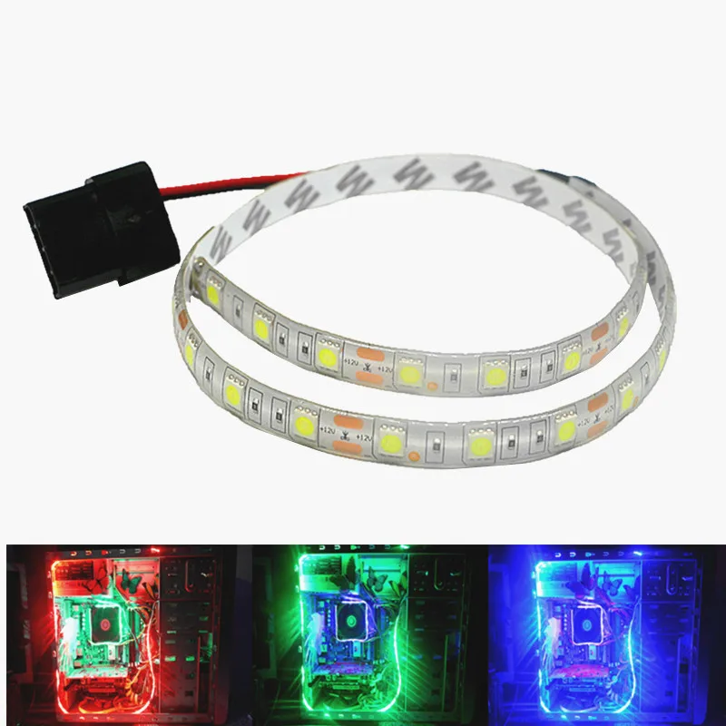 50cm 1m 2m 3m SMD 5050 PC Computer DIY Decoration Lighting Case Waterproof Flexible Strip Tape Light Self-adhesive DC12V 60led/m