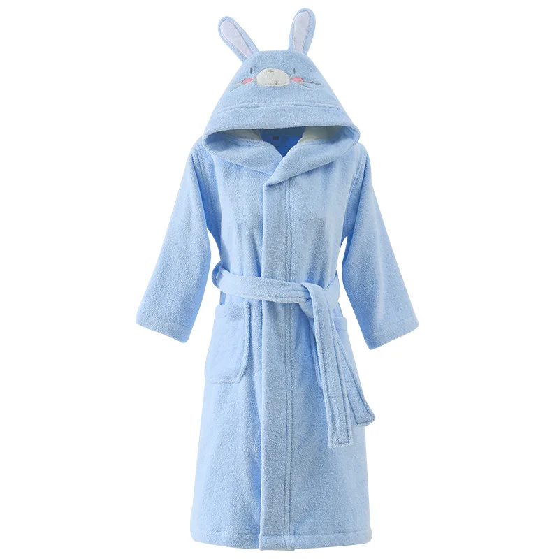 Winter Autumn Bathrobe Kids Girls 100% Cotton Animal Baby Bathrobe Cotton Children  Bathrobes Rabbit Hooded Bath Robe for Girls