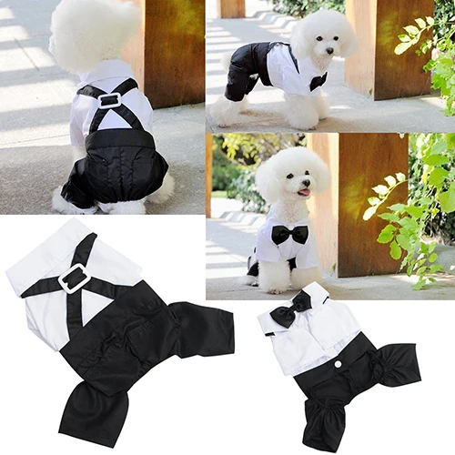 Lucu Pria Pet Anjing Kucing Pakaian Hewan Peliharaan Anjing Kucing Gaun Pernikahan Pangeran Tuxedo Dasi kupu-kupu Setelan Baju Kucing Anjing Jumpsuit sesuai dengan Produk Hewan Peliharaan