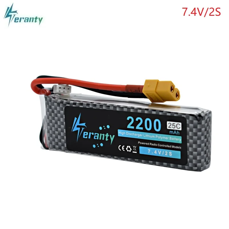 Batteria LiPo ricaricabile ad alta potenza 2S 7.4v 2200mAh 25-35C batteria Lipo XT60/T/JST/EC3 spina 7.4v per elicottero aereo auto RC