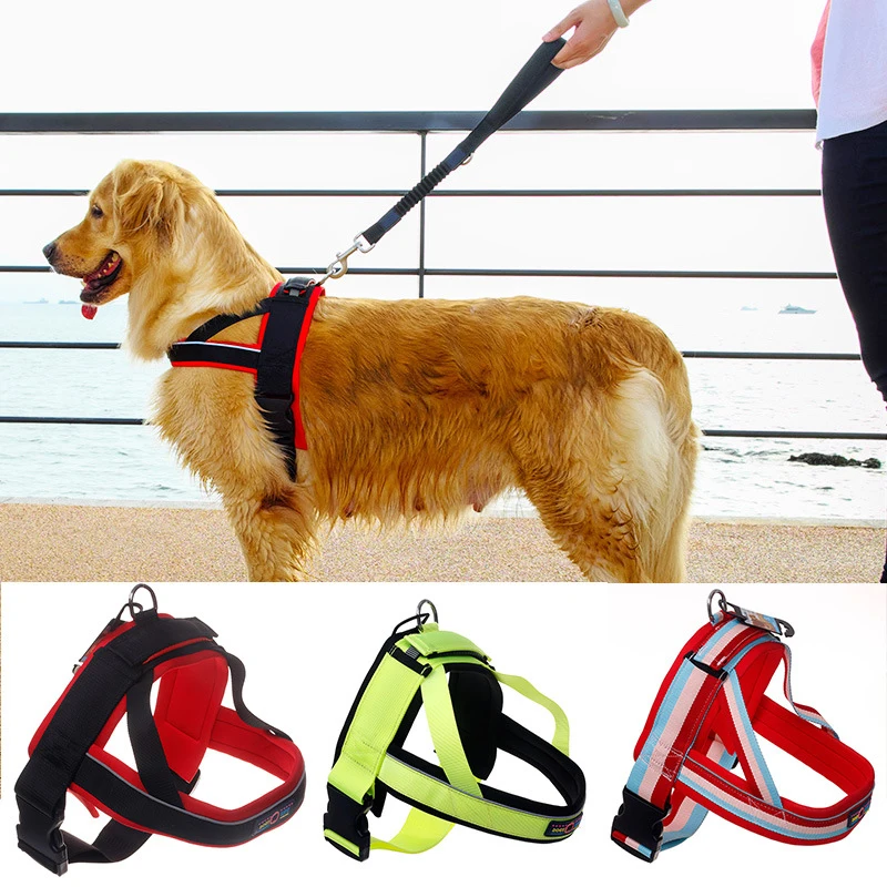 LAPLADOG Large Dog Leash Collar Set Pet Harness Vest Training Leader Walking Chest Rope Leading M-XL Products for Animals ZL377