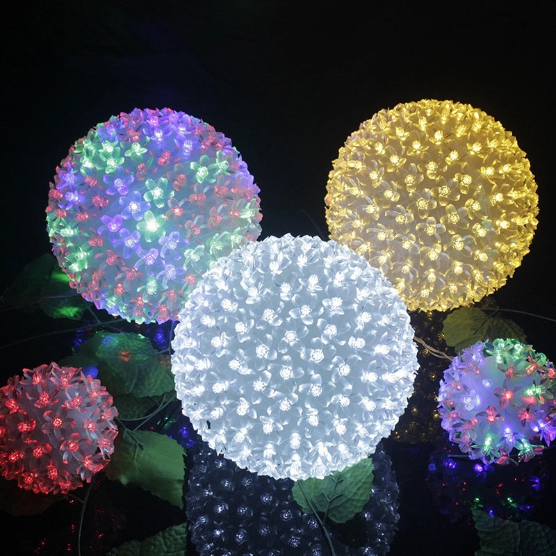 Dia.20cm Large Flower Led Ball Light Globe Cherry Blossom Tree Fairy Lights New Year Luminare Home Decoration Halloween H-04