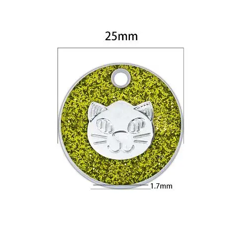 10pc/lot 25mm Sparkly Pet Cat dog paw tag pendant charm Bling Round hang charms fit for DIY keychains bag pet collars jewelrys