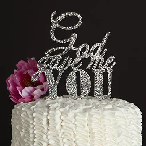 God Gave Me You Persoanlzied Wedding Rhinestone Cake Topper Rustic Acrylic Cake Toppers Christian Bridal  Shower party decor