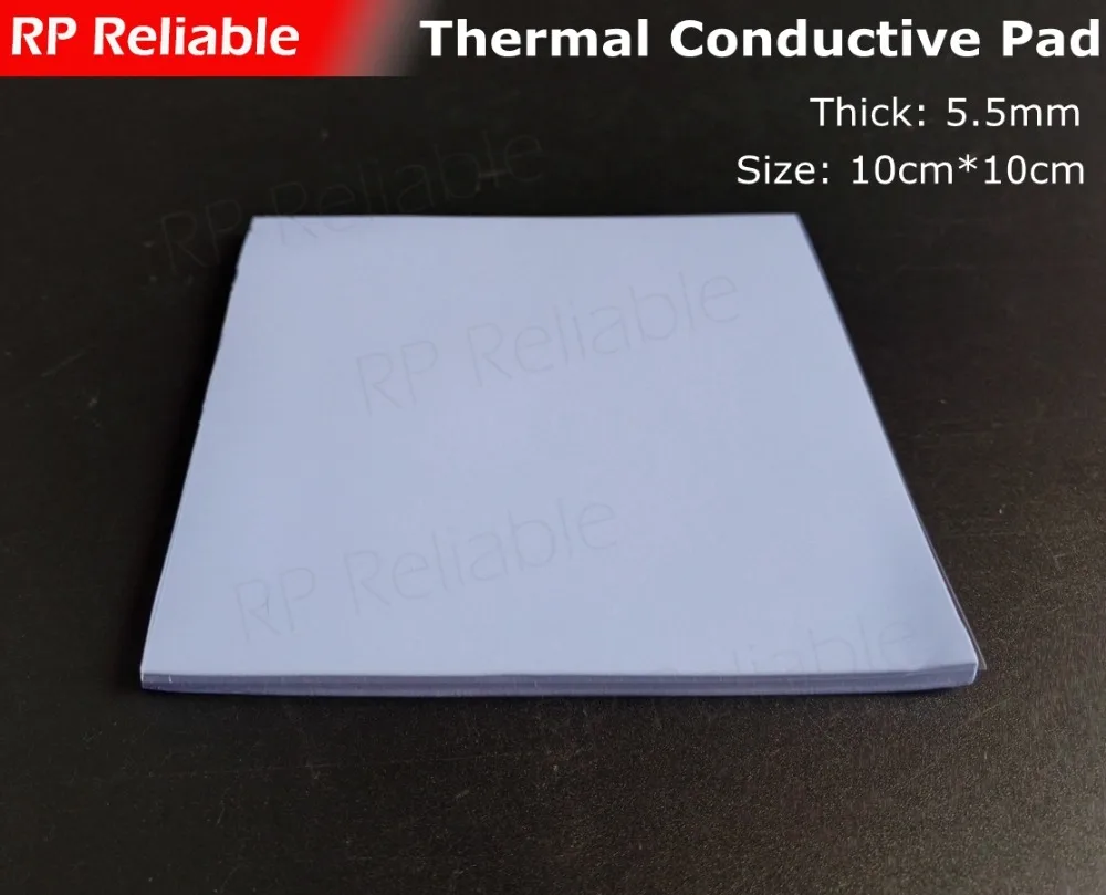 1pcs 5.5mm thick, 10cm*10cm Soft Thermally Conductive Pads for PCB Power Supply Heat Sink -- RP Reliable