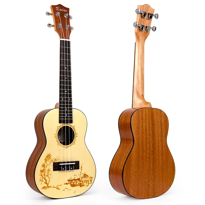 

Kmise Concert Ukulele Solid Spruce Ukelele 23 inch 18 Frets Uke 4 String Hawaii Guitar