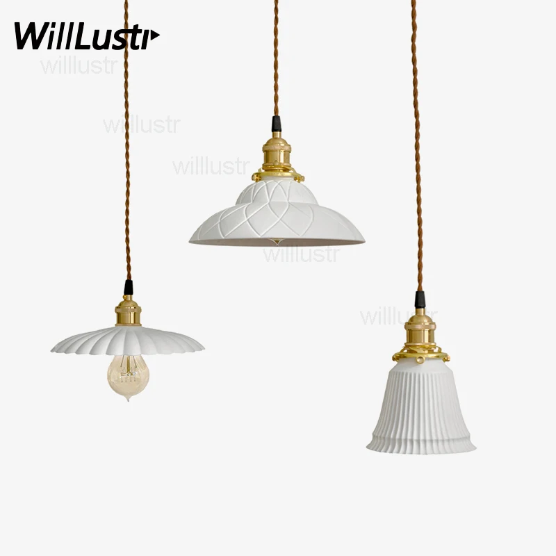 handmade ceramic lamp flower china shade pendant light porcelain suspension lighting dinning room restaurant bedside hotel lamp