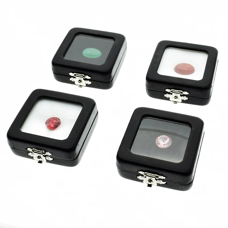 5pcs/lot Loose Diamond Display Box PU Leather Case Gem Stone Storage Box Black White Pad Bead Pendant Gemstones Organizer Holder