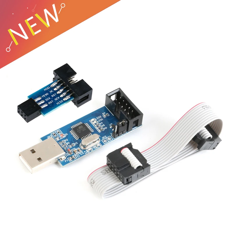 Плата адаптера с 10Pin на 6 Pin + USBASP USBISP AVR программатор USB ATMEGA8 ATMEGA128 ATtiny/CAN/PWM 10Pin модуль провода DIY