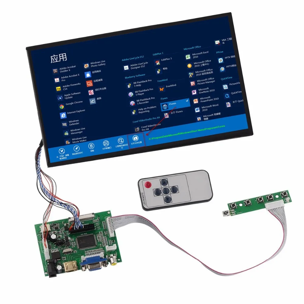 10.1 HD LCD Display Screen Monitor Remote Driver Control Board 2AV HDMI-Compatible VGA For Raspberry Pi Mini Computer