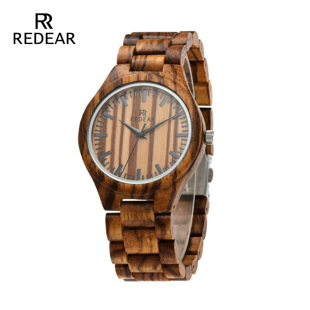 

REDEAR Dropshipping Wooden Hand Watch Zebra Wooden Mens Watches Automatic Stylish Sport Watch Birthday Military Holiday Gifts