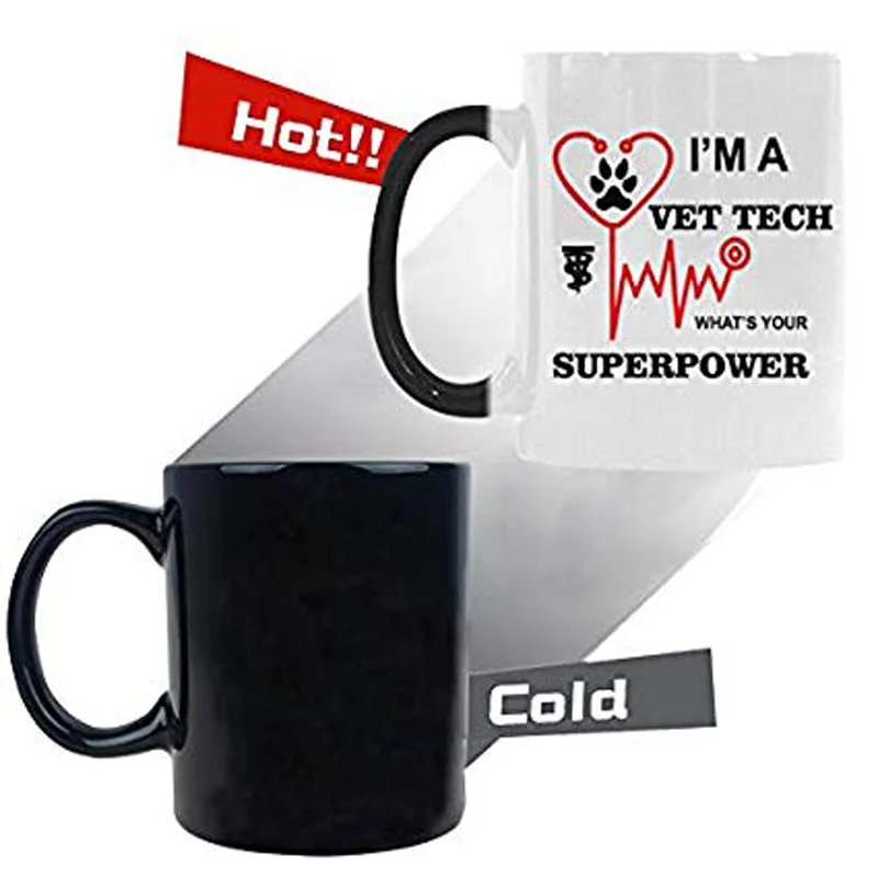 Funny Veterinarian Saying Mug, I'm A Vet Tech What's Your Superpower Color Changing Mug Morphing Coffee Mugs Cup - 11oz sizes