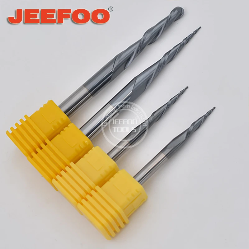 HRC55 Solid Carbide Ball Nose Tapered End Mills Cnc Carving Bit Engraving Router Bits Taper Wood Metal Milling Cutters Endmill