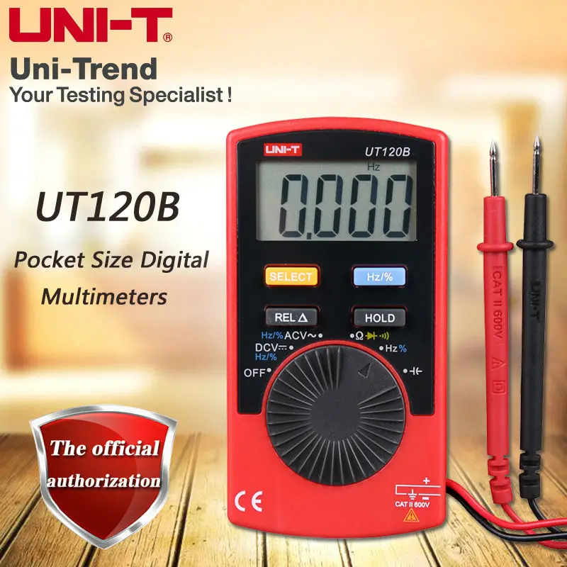 UNI-T UT120B pocket size digital multimeter/resistance, capacitance, frequency, diode test/on-off beep/relative measurement