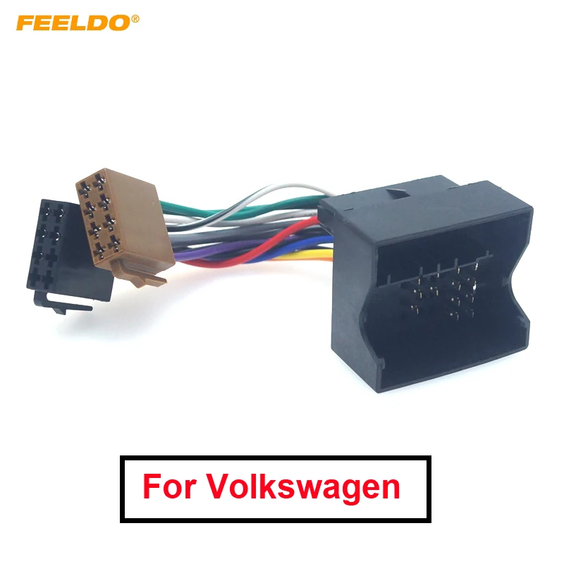FEELDO 1Pc Car ISO Stereo Radio Wire Adapter for Volkswagen Passat Bora Fox Golf Tiguan For Skoda Audi Plug Wiring Harness Cable