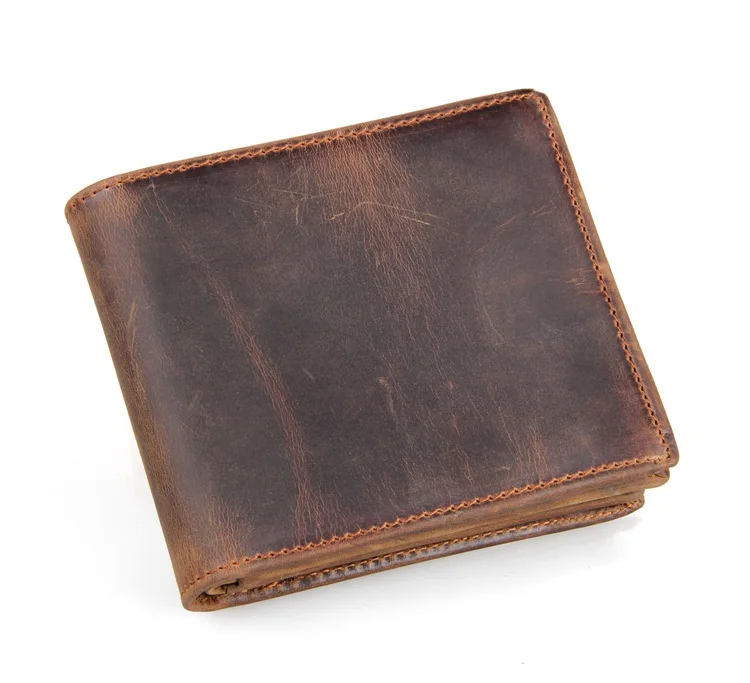 Nesitu High Quality Vintage Brown 100% Real Genuine Leather Crazy Horse Leather Men Wallets Cowhide Card Holder #M8056