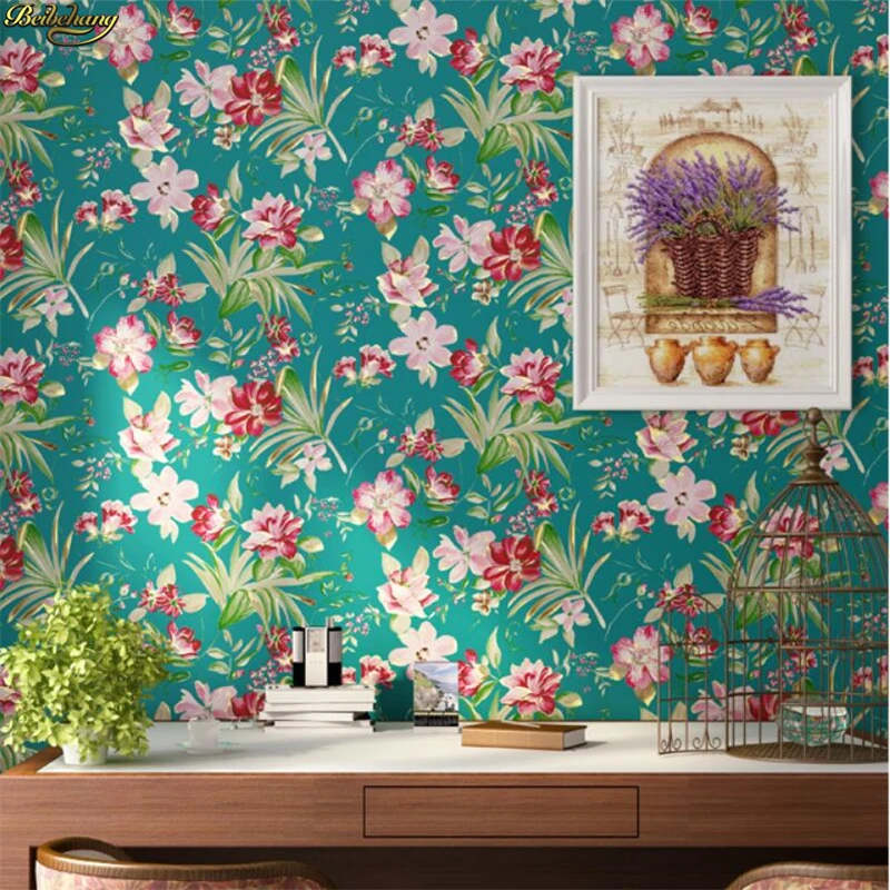 

beibehang Elegant green tea non-woven plain paper wallpaper American pastoral style bedroom living room background wall paper