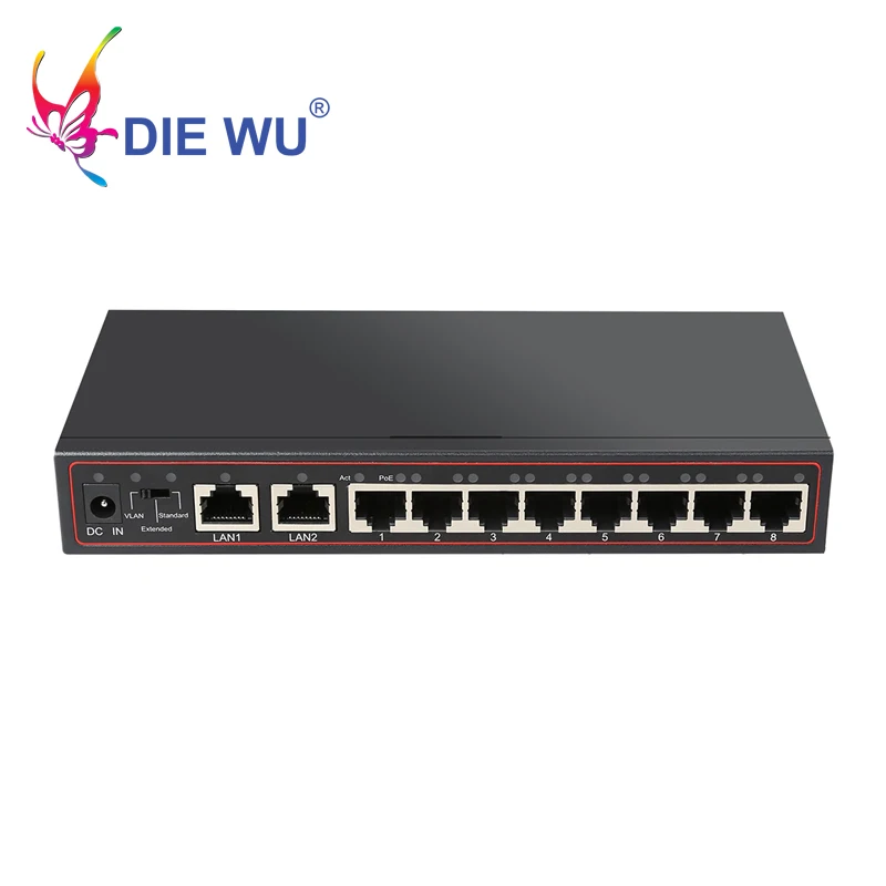 10 Ports POE Switch 52V Ethernet Network Switch 8 PoE Switch Injector for IP camera/Wireless AP/CCTV Camera System