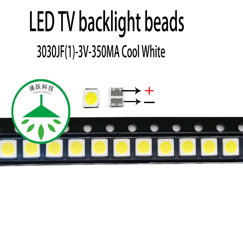 

100Pcs/lot new smd high power 3030 3v 350ma 1w lamp beads cool white for repair led tv lcd backlight bar hot