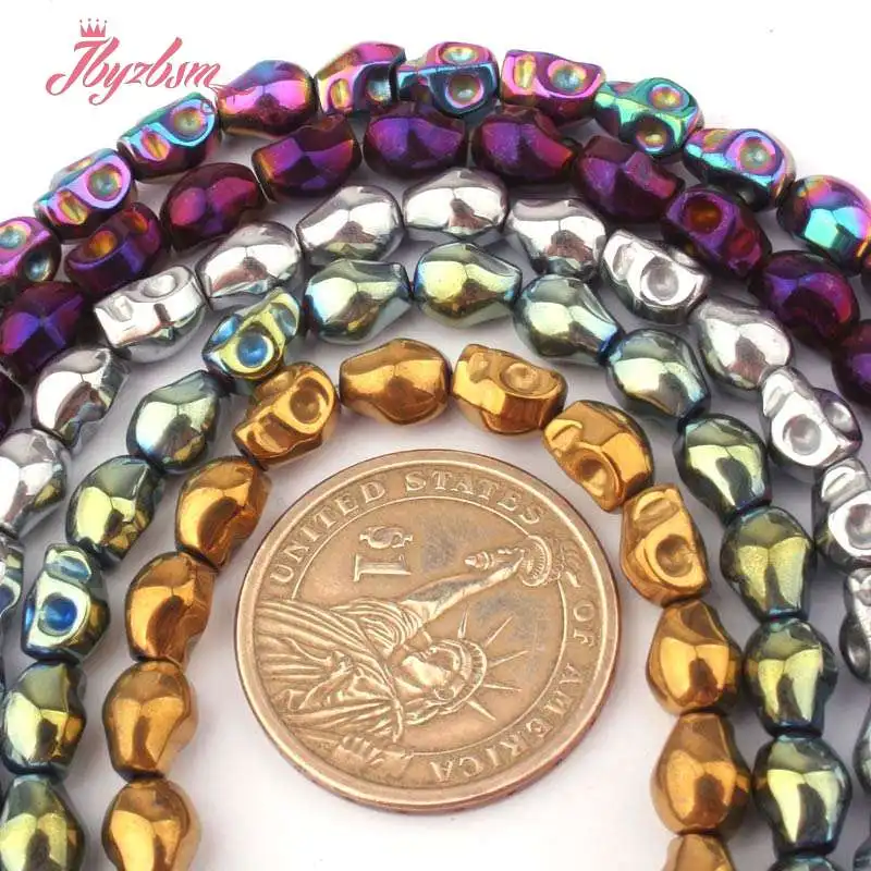 6x7mm Skull Hematite Beads (No Magnetic) Natural Stone Beads For DIY Accessories Women Men Necklace Bracelet Jewelry Making 15\