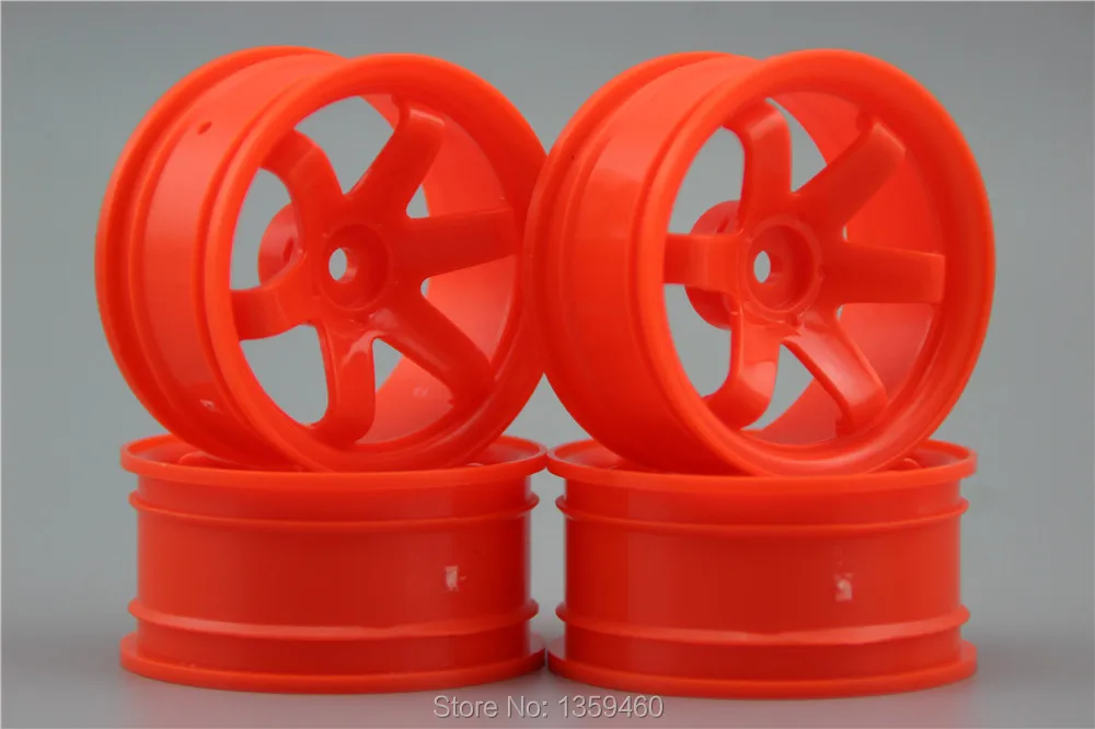 4 pz 1/10 Touring & Drift Wheel Rim W6SNO (Arancione) 6mm offset misura per 1:10 Touring & Drift Car 1/10 Rim 10002