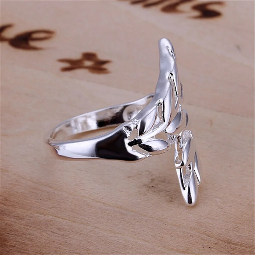 925 R119 Christmas , wholesale high quality retro charm Feather corss ring fashion women silver color Jewelry RING