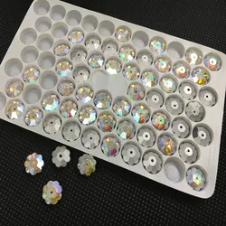 Wholesale Marguerite Lochrose Sew on stone Crystal clear AB Color 8,10,12,14mm Plum flower One Hole sewing Glass Crystals