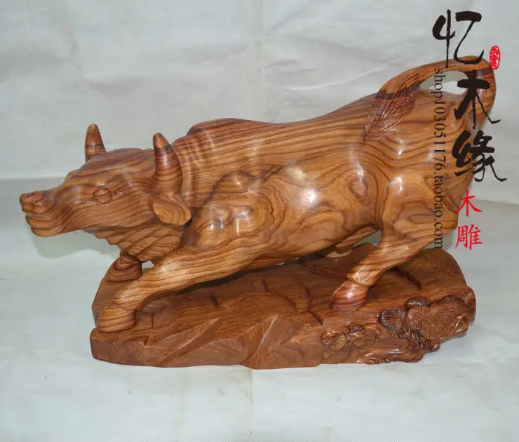 Wood wood rosewood crafts Wangcai cattle Zodiac cattle to cattle Home Furnishing universe decoration decoration