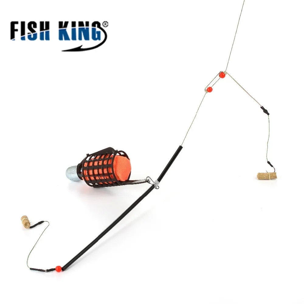 

FISH KING Fishing Lure Cage With Line Hooks 20G-60G Length 47CM Fish Bait Feeder Basket Holder Fishing Accessories