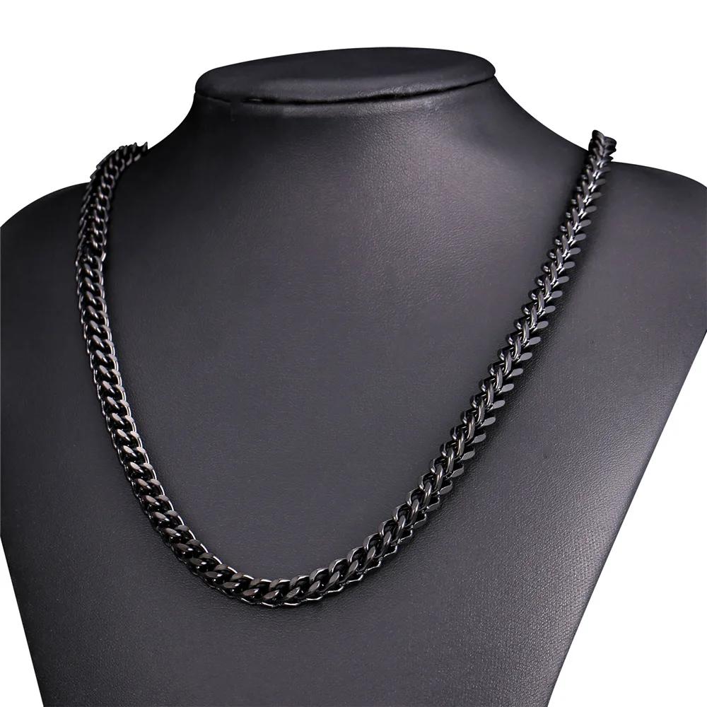 U7 Gold Color Chain For Men Hiphop Jewelry Wholesale Stainless Steel Steampunk Style Wheat Chain Chunky Necklace N435