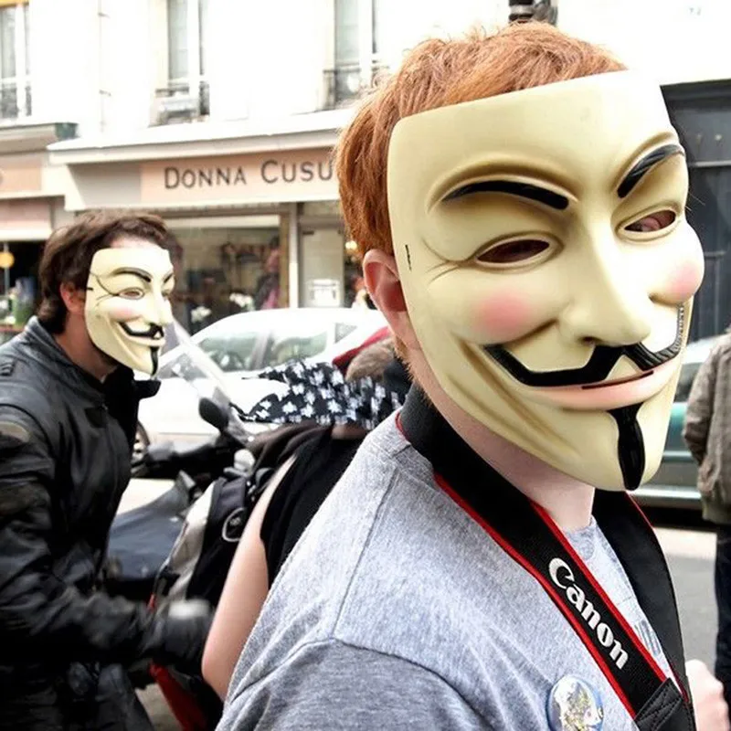 Anonymous Guy Fawkes Fancy Dress Adult Costume Accessory Macka Mascaras Halloween The V for Vendetta Party Cosplay Masque Mask