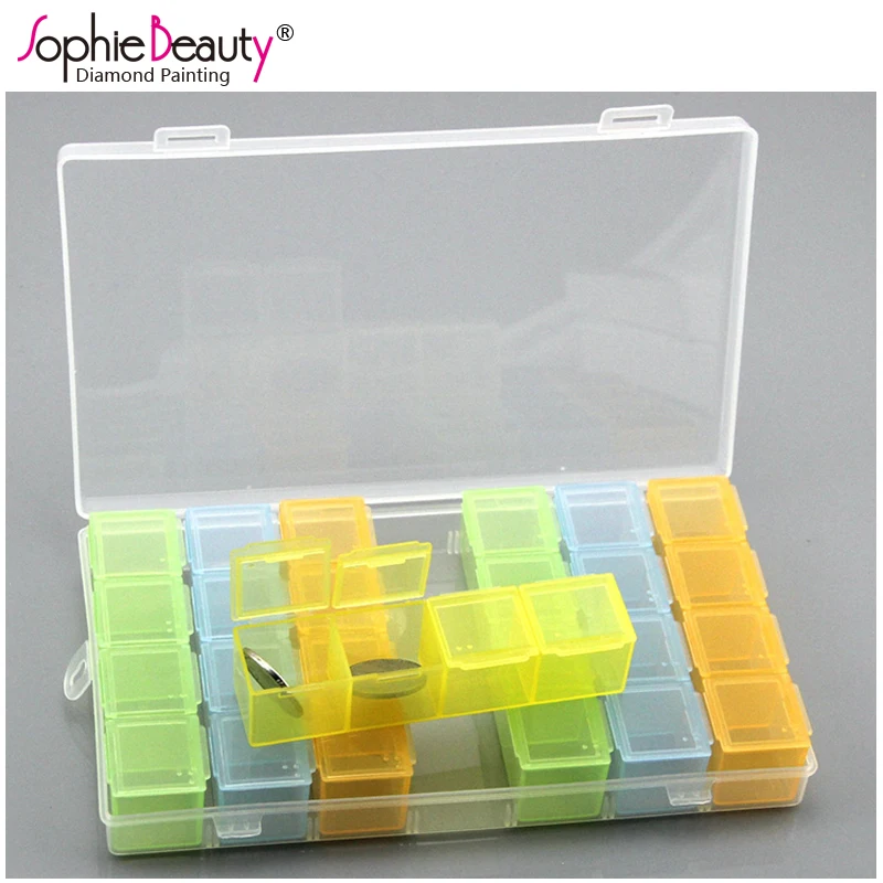 New 4/28 Slots Adjustable Plastic Storage Box Jewelry Pill Clear Case Diamond Painting Coss Stitch Embroidery Beaded Mosaic Tool