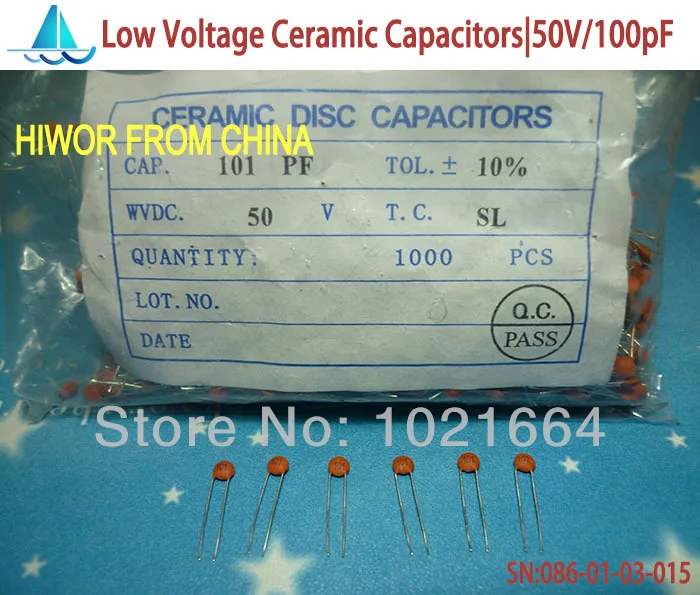 

(1000pcs/lot)(Ceramic Capacitors|Low) 50V 100pF, Low Voltage Ceramic Disc Capacitor, TOL.10%