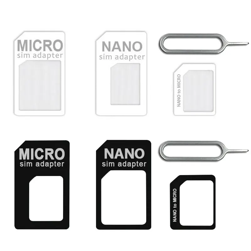 4in1 Micro Nano SIM-Karten-Adapter-Anschluss Konvertieren Sie Nano-SIM-Karte in Micro-Standard-Adapter für iPhone Huawei Xiaomi Samsung