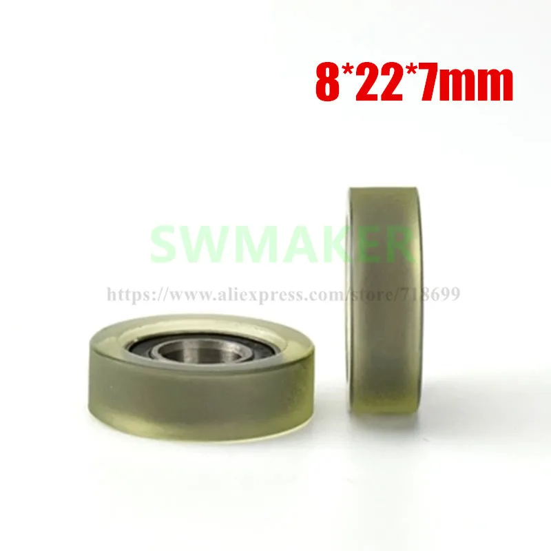 1pcs 8*22*7mm 688 Bearing, Polyurethane Coated, Medical Device Conveyor Belt, Soft Rubber Silence, PU Formed Bearing Wheel