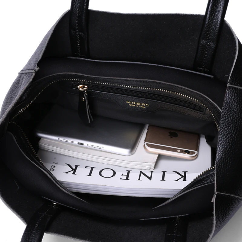 Genuine Leather Bag Women Shoulder Bag Shopping Bag Lady High Capacity Waterproof Parent-subsidiary Casual Totes Zipper Handbag