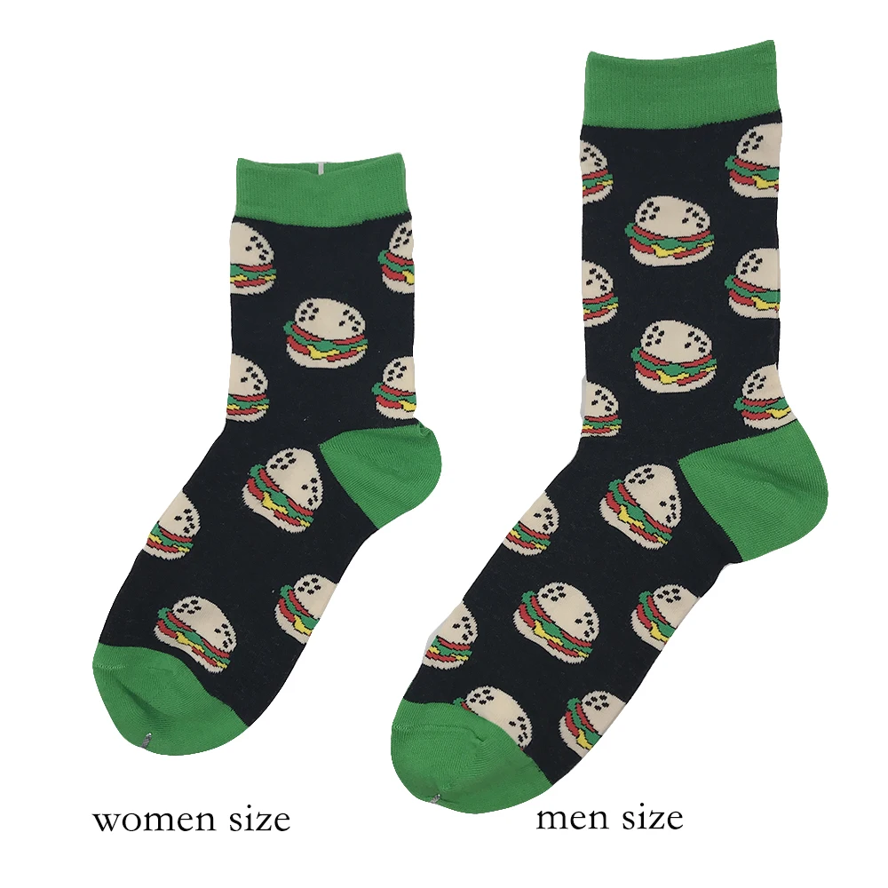 VPM Two Big Size Women&Men\'s Socks 85% Cotton Colorful Funny Harajuku Egg Flamingos Alien Sushi Tooth Poo Hamburger Sock