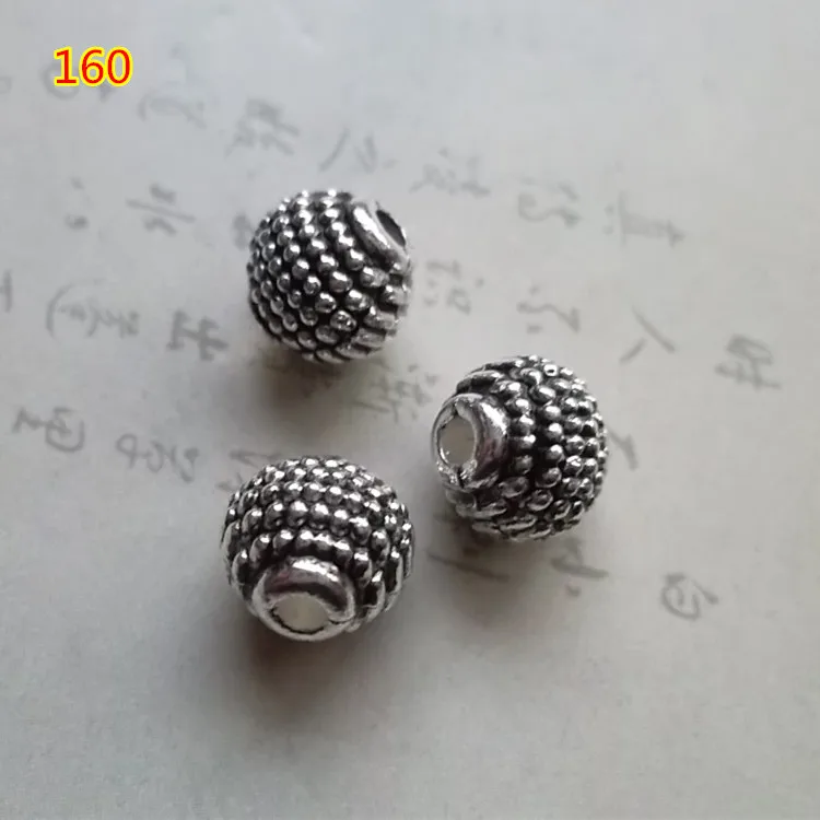 30pcs/lot Round Ball Metal Jewelry Spacer Beads 9mm Handmade Craft Vintage Beading Charms Findings DIY Bracelet Necklace Making